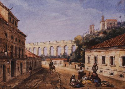 Het Aquaduct en Klooster van Sta Teresa, Matacavallosstraat, Rio de Janeiro door William Gore Ouseley
