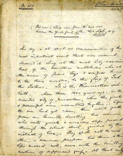 Manuscript van Preek nr. 159 door William Greenleaf Eliot, 15 april 1838 door William Greenleaf Eliot