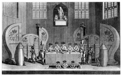Trekking van de staatsloterij in Guildhall, City of London, 1763 1886 door William Griggs