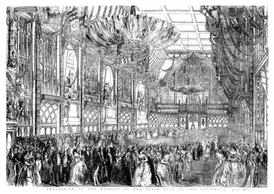Processie van Hare Majesteit naar het staatsbal in de Guildhall, City of London, juli 1851 door William Griggs