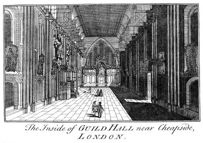 De binnenkant van Guild Hall bij Cheapside, Londen door William Griggs