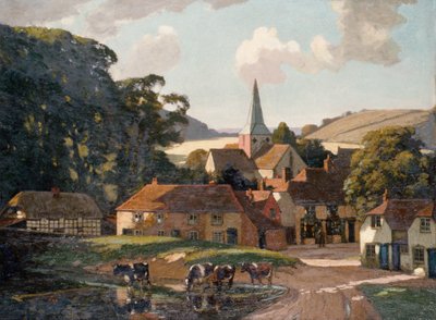 Harting dorp en vijver door William Gunning King