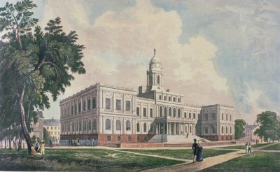 Stadhuis, gegraveerd, gedrukt en ingekleurd door I. Hill, 1826 door William Guy Wall