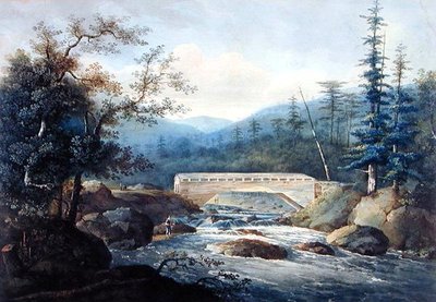 Overdekte brug over de Sacandaga-rivier, Hadley, NY, c.1820 door William Guy Wall