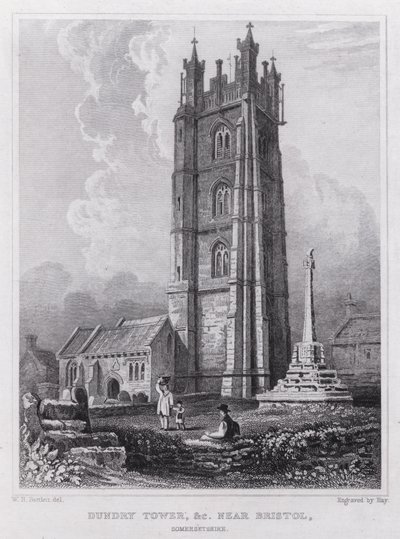 Dundry Toren, etc nabij Bristol, Somersetshire (gravure) door William H. Bartlett