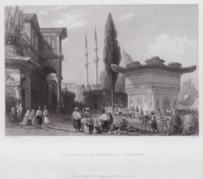 Fontein en Markt bij Tophanne door William H. Bartlett