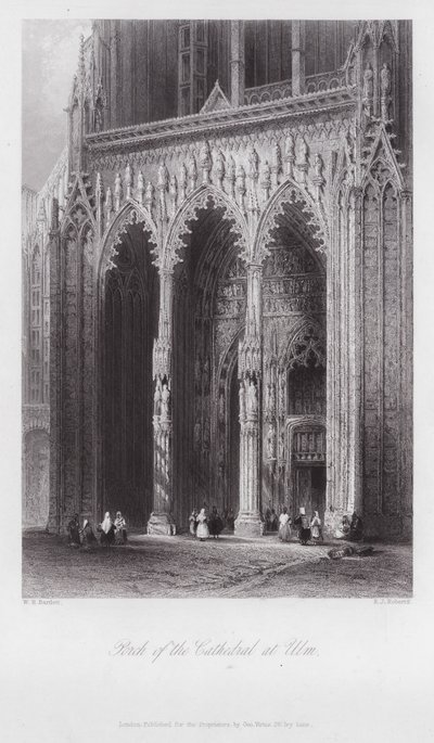 Portiek van de kathedraal in Ulm (gravure) door William H. Bartlett