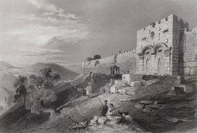 De Gouden Poort, Jeruzalem (gravure) door William H. Bartlett