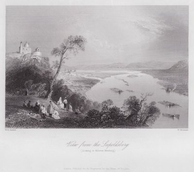 Uitzicht vanaf de Leopoldsberg, richting Kloster Neuburg door William H. Bartlett