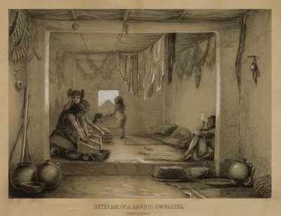 Interieur van een Hopi woning door William H. Jackson