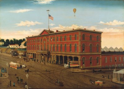 Het depot van de Third Avenue Railroad, ca. 1859-60 door William H Schenck