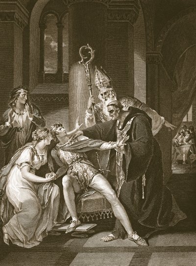 Edwy en Elgiva, gegraveerd door Isaac Taylor, illustratie uit David Hume
