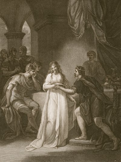 Vortigern en Rovena, gegraveerd door Delatre, illustratie uit David Hume