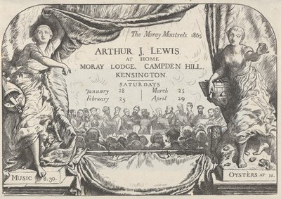 De Moray Minstrels Uitnodigingskaart van Arthur James Lewis door William Harcourt Hooper