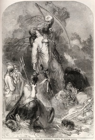 Allegorie op de dood van Arthur Wellesley (1769-1852), Hertog van Wellington - tekening door William Harvey door William Harvey