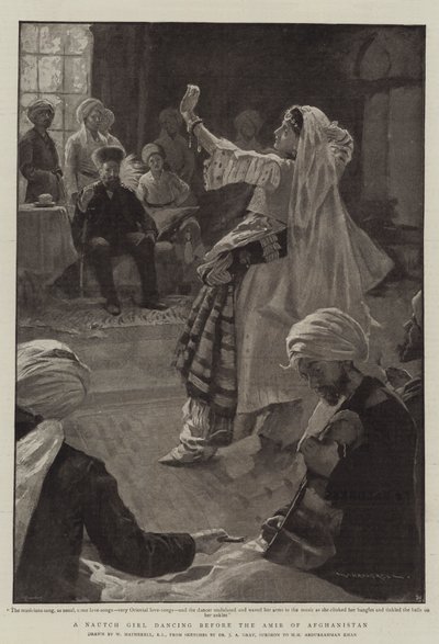 Een Nautch-meisje dat danst voor de Amir van Afghanistan door William Hatherell