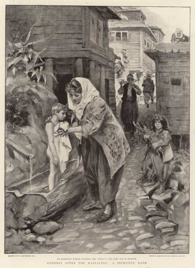Armenië na de Massacres, een primitief bad door William Hatherell