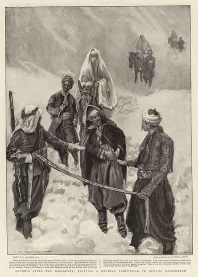 Armenië na de Massacres, een Huwelijksstoet stoppen om Baksheesh te eisen door William Hatherell