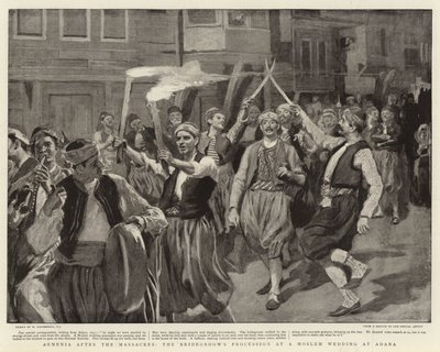 Armenië na de slachtingen, de bruidegomstoet bij een moslimhuwelijk in Adana door William Hatherell
