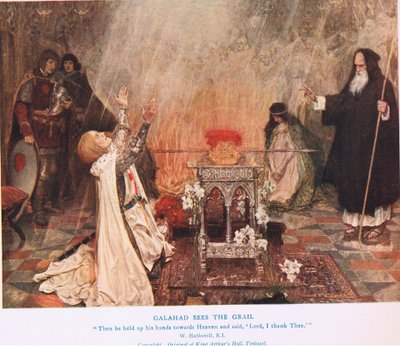 Galahad ziet de Graal, illustratie uit 