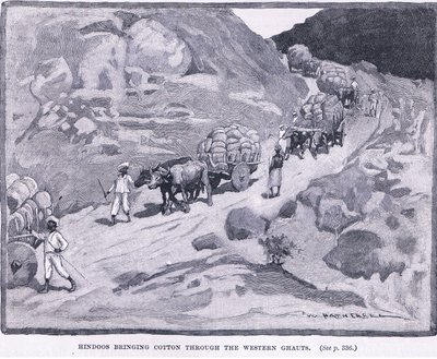 Hindoes die katoen door de Westelijke Ghauts brengen, 1862 AD door William Hatherell