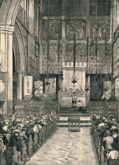 Interieur van de St. Albans Kerk, Holborn, eind 19e eeuw door William Hatherell