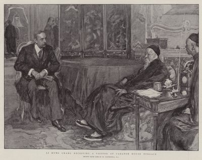 Li Hung Chang ontvangt een bezoeker in Carlton House Terrace door William Hatherell