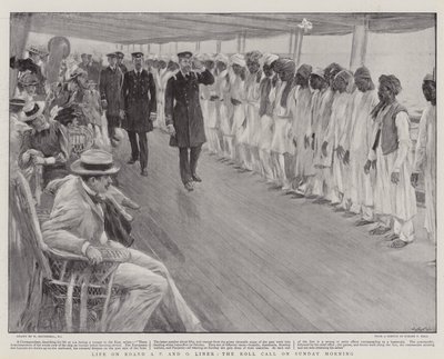 Leven aan boord van een P en O Liner, de roll call op zondagochtend door William Hatherell