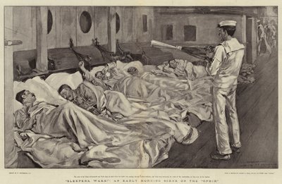 Slapers, Wakker!, een vroege ochtendscène op de Ophir door William Hatherell
