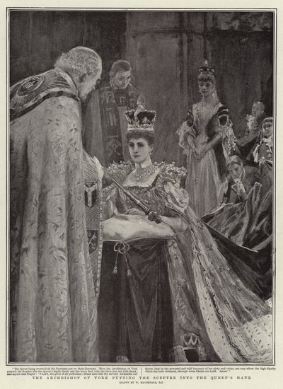 De Aartsbisschop van York die de Scepter in de Hand van de Koningin Plaatst door William Hatherell