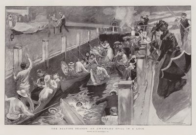 Het vaarseizoen, een ongemakkelijke val in een sluis door William Hatherell