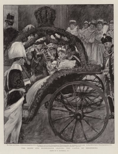 De Bruid en Bruidegom verlaten het Kasteel van Ehrenburg door William Hatherell