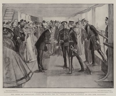 De Hertog van Connaught gaat aan boord van de SS Nubia om afscheid te nemen van zijn eigen regiment door William Hatherell