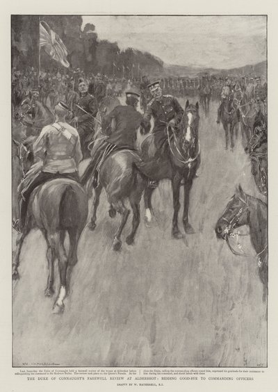 Het afscheid van de hertog van Connaught in Aldershot, afscheid nemend van bevelvoerende officieren door William Hatherell