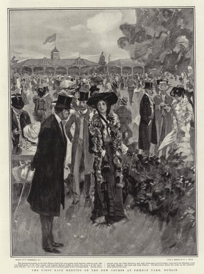 De eerste racebijeenkomst op de nieuwe baan in Phoenix Park, Dublin door William Hatherell