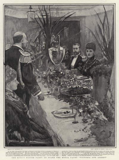 Het Diner van de Koning aan Boord van het Koninklijke Jacht Victoria en Albert door William Hatherell