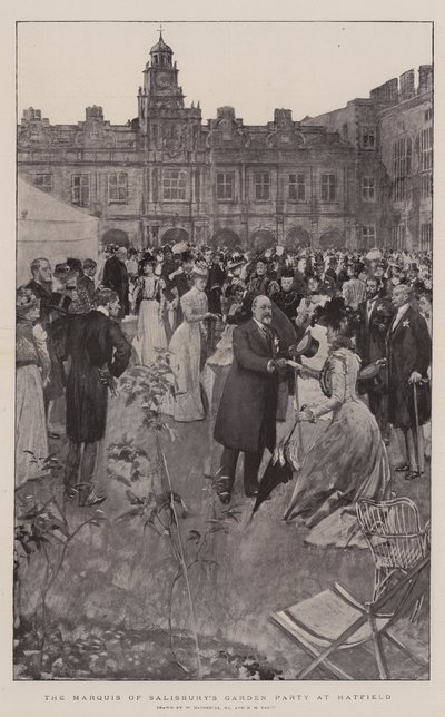 De tuinpartij van de Markies van Salisbury in Hatfield door William Hatherell