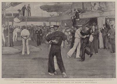 De marine-oefeningen, een avond vrij aan boord van een slagschip door William Hatherell