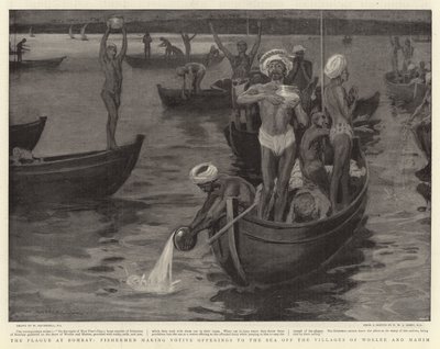 De Pest in Bombay, Vissers brengen votiefoffers aan de Zee bij de Dorpen Worlee en Mahim door William Hatherell