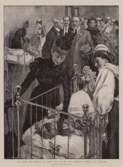 Het bezoek van de Prins en Prinses van Wales aan het nieuwe Alexandra Kinderziekenhuis door William Hatherell