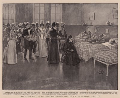 De Koningin en de Gewonden, Hare Majesteit bezoekt een Afdeling in Netley Hospital door William Hatherell