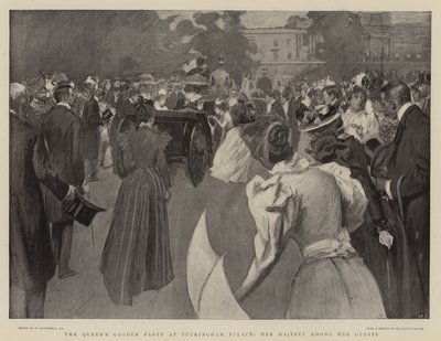 Het Tuinfeest van de Koningin in Buckingham Palace, Hare Majesteit onder haar Gasten door William Hatherell