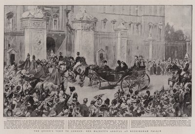 Het bezoek van de koningin aan Londen, de aankomst van Hare Majesteit bij Buckingham Palace door William Hatherell