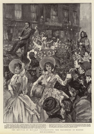 De Herleving van de Meidagvieringen, de Processie in Hoxton door William Hatherell