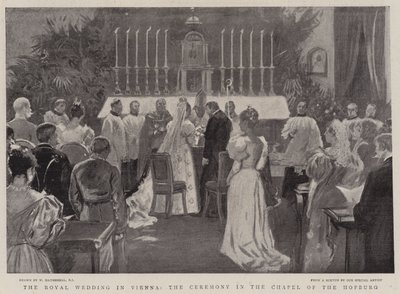 Het Koninklijk Huwelijk in Wenen, de Ceremonie in de Kapel van de Hofburg door William Hatherell
