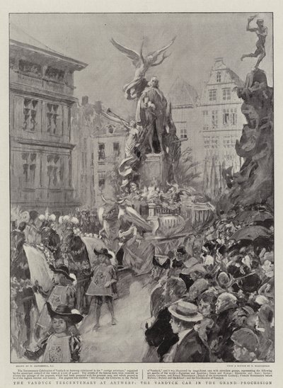 De Vandyck Tercentenary in Antwerpen, de Vandyck-wagen in de grote processie door William Hatherell