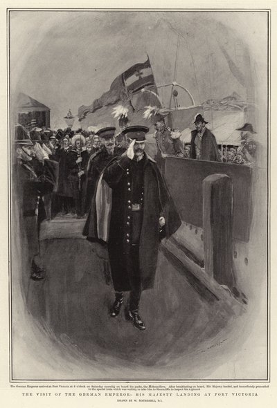 Het Bezoek van de Duitse Keizer, Zijne Majesteit landt in Port Victoria door William Hatherell