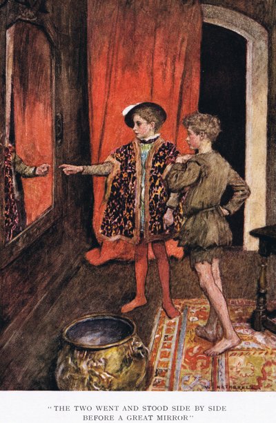De twee gingen en stonden zij aan zij voor een grote spiegel door William Hatherell