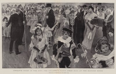Driekoningenavond in de stad, het kinderbal met verkleedkleding in het Mansion House door William Hatherell