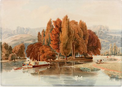 Een eiland op de Theems nabij Park Place, Oxfordshire door William Havell